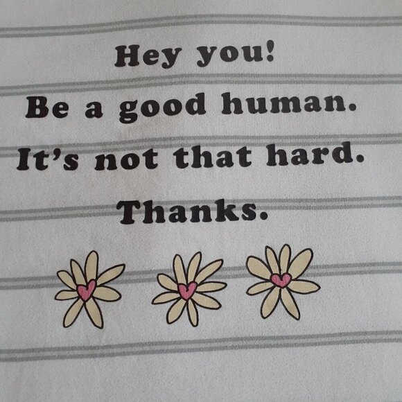 JV by Jac Vanek Women's Size Large White Gray Stripe Be A Good Human T-Shirt - Picture 3 of 9